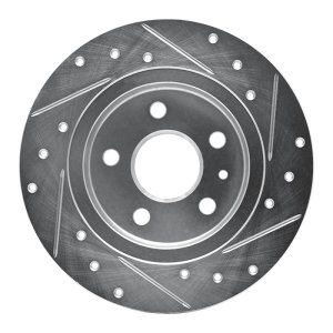 Chevrolet Bolt EV Brake Rotor (1) - Rear Left - R1 Concepts - Drilled & Slotted - Silver - `16-`23